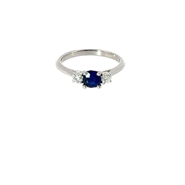 Three-Stone Sapphire & Diamond Ring – Platinum