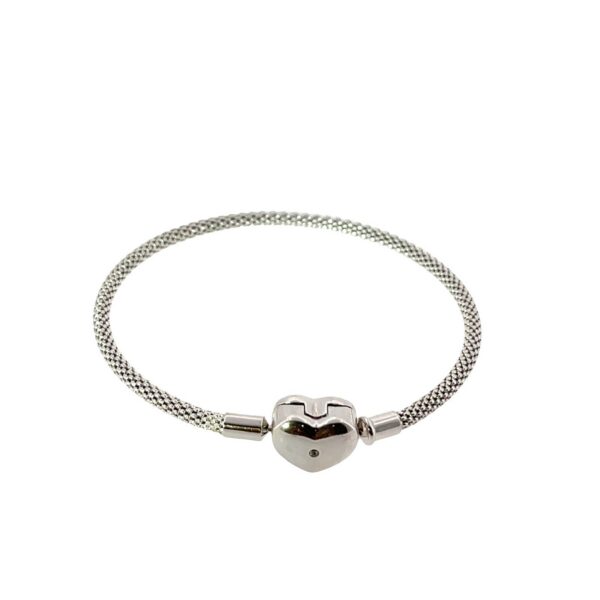Sterling Silver Mesh Bracelet with Heart Clasp
