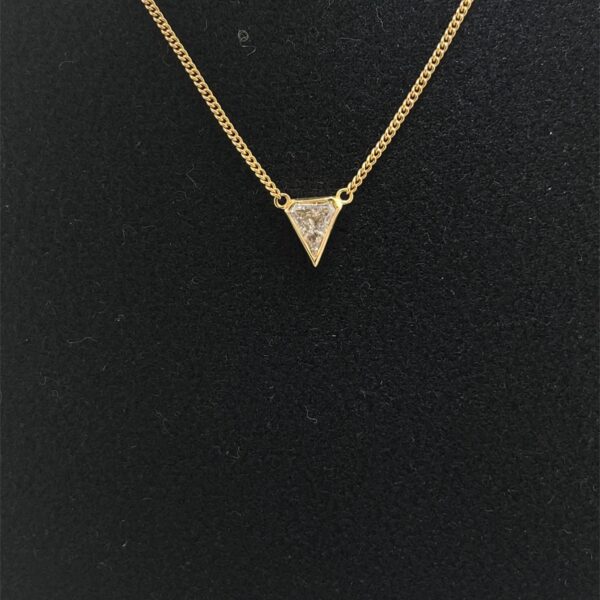 18ct Yellow Gold Triangle Diamond Pendant Necklace – 0.50ct Natural Diamond, 17"
