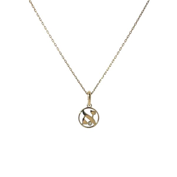 9ct Yellow Gold Circular Pendant – Hebrew Letter on 9ct Chain (18″)