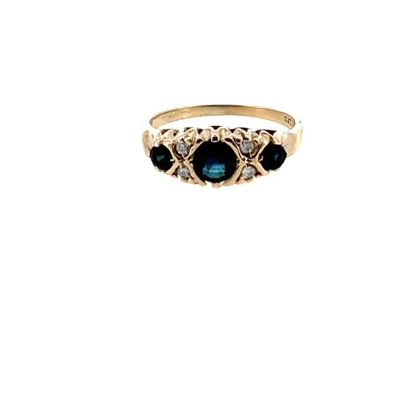 Vintage Sapphire & Diamond Ring – Three Sapphire & Diamond