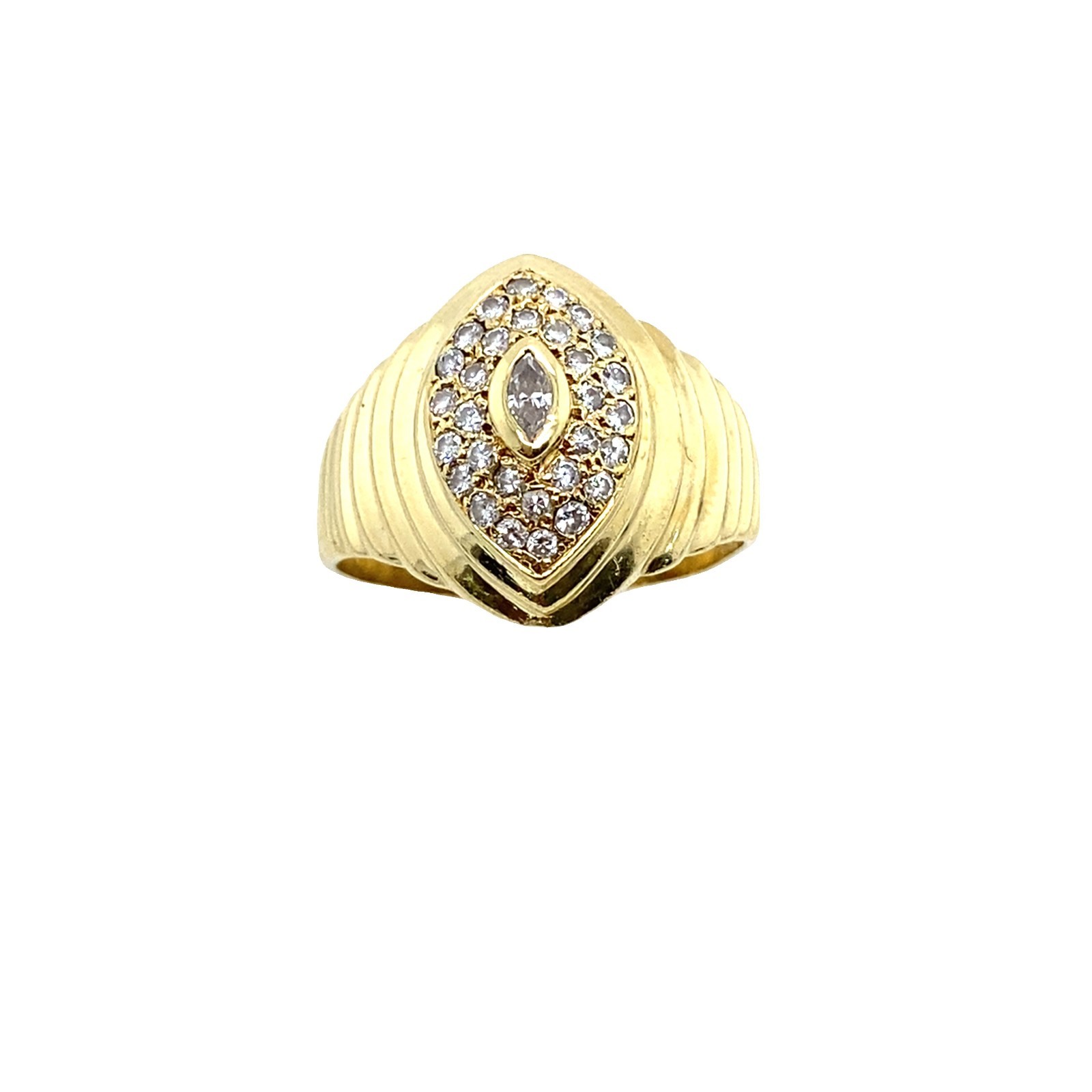 Vintage Marquise Shape Diamond Ring Set with 0.35ct of Diamonds in 18ct Yellow