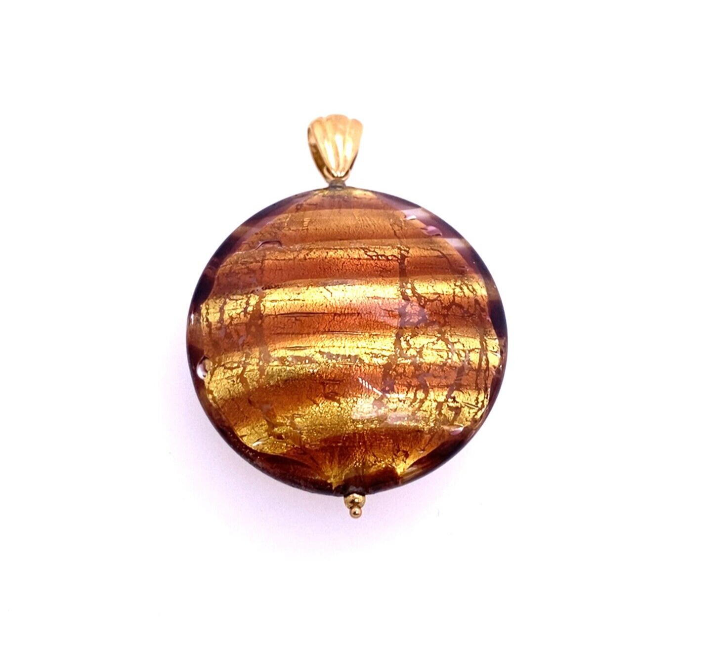 Murano Glass Round Shape Pendant with a 9ct Gold Loop