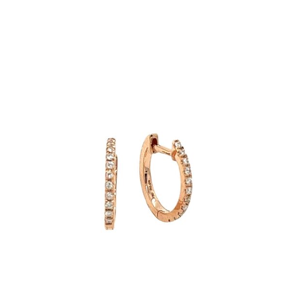 18ct Rose Gold Diamond Hoop Earrings, Set With 0.09ct Of Round Diamonds, 11mm