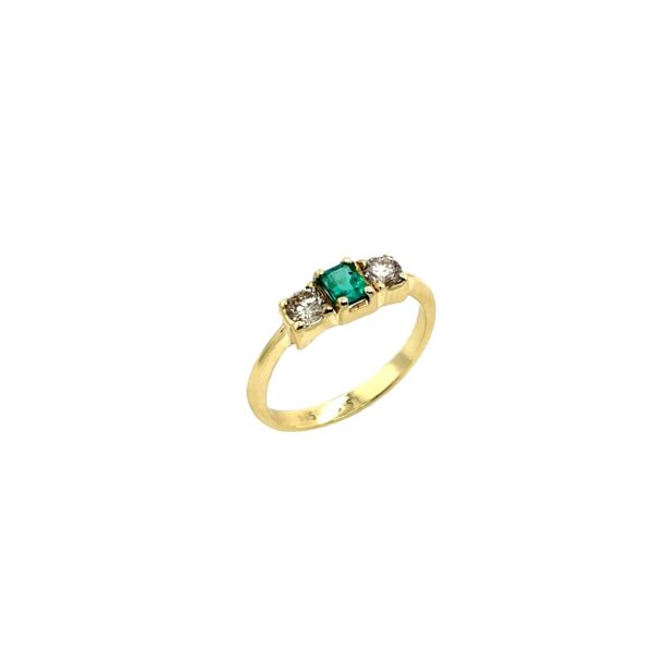 14ct Yellow Gold Natural Emerald and Diamonds