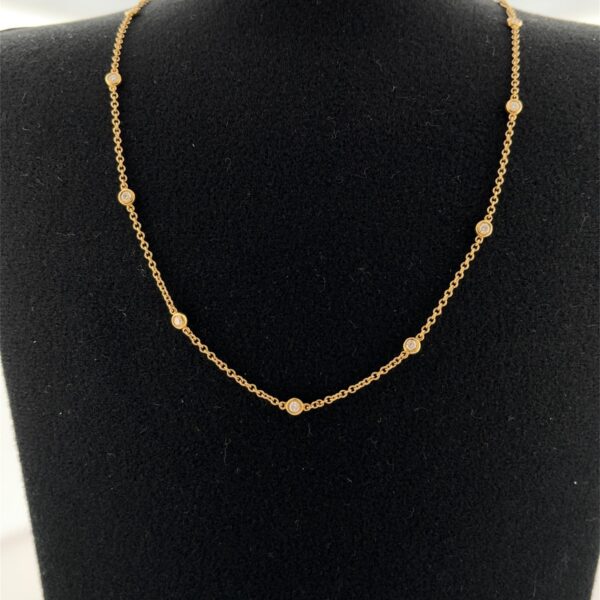 18ct Yellow Gold Diamond 10 Stone Necklace, 0.50ct Natural Round Diamonds