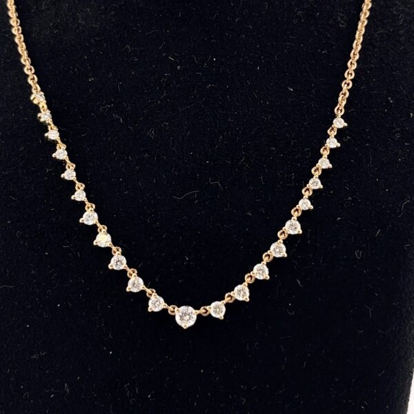 14ct Yellow Gold Diamond Necklace – 22 Diamonds, 0.80ct Lab Created Diamonds