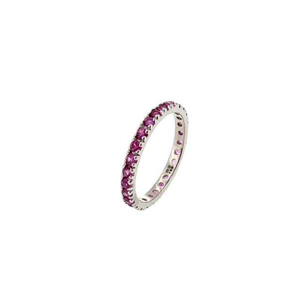 18ct White Gold  Full Eternity Ring, Set With Natural Pink Sapphires