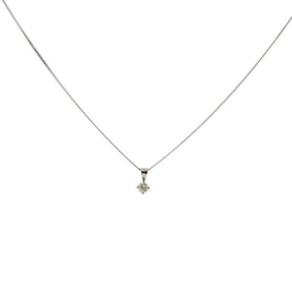 9ct White Gold Diamond Pendant – 0.16ct Natural Diamond H/I-SI