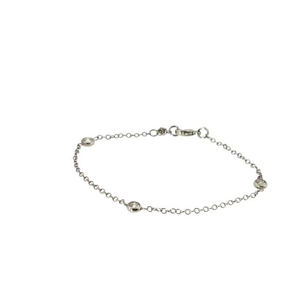 9ct White Gold Bracelet Set With 3 Round Brilliant Diamonds