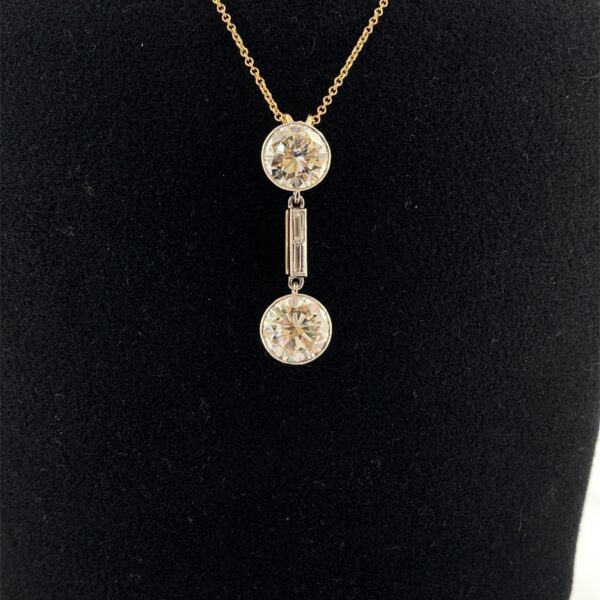 18ct  Yellow & White Gold Diamond Drop Pendant Necklace – 8.22ct & 6.48ct