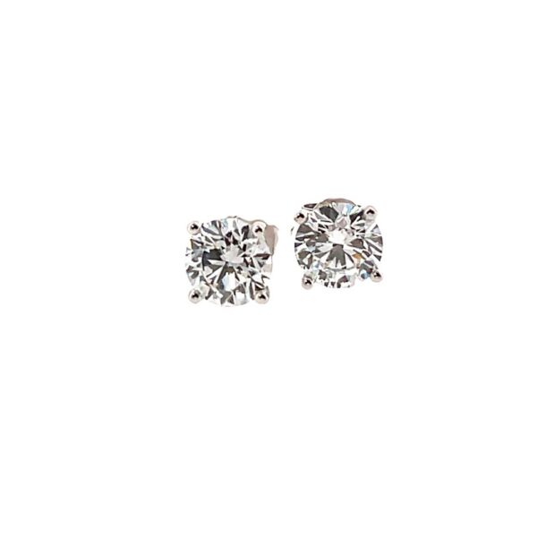 9ct White Gold Lab Created Diamond Stud Earrings, 2.0ct & 2.0ct F-E/VS1