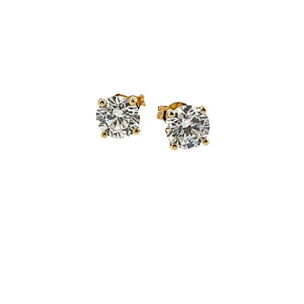 9ct Yellow Gold Lab Created Diamond Stud Earrings, 1.50ct & 1.50ct E-F/VS1