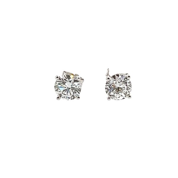 9ct White Gold Lab Created Diamond Stud Earrings, 1.5ct & 1.5ct F-E/VS1