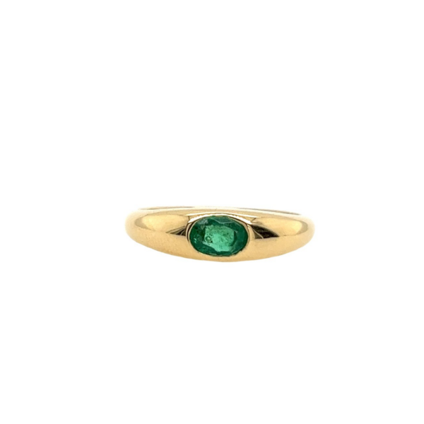 18ct Yellow Gold Ring, Set With 0.35ct Oval Natural Fine Quality Emerald