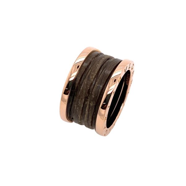 BVLGARI Zero 18ct Rose Gold Ceramic & Gold Ring