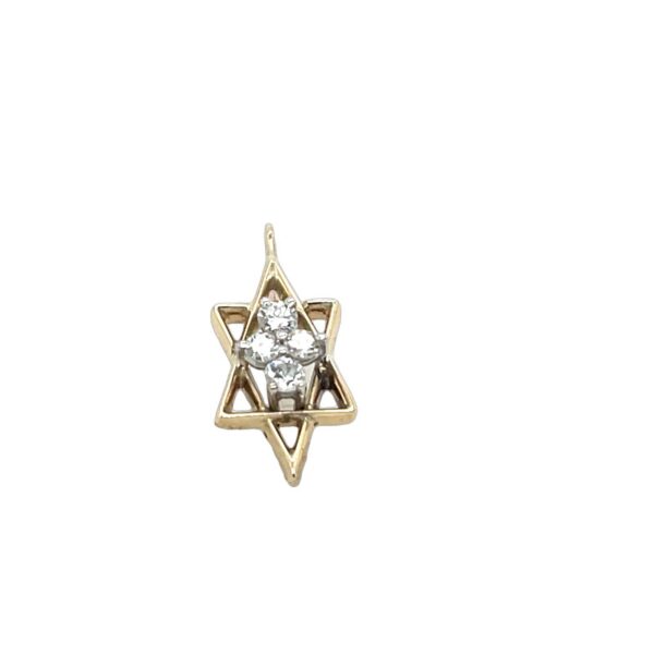Vintage 9ct Yellow Gold Diamond Star of David Pendant