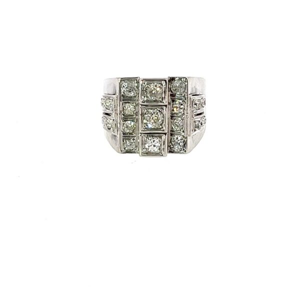 Vintage 4 Row Diamond Dress Ring, 18ct White Gold, 0.60ct total