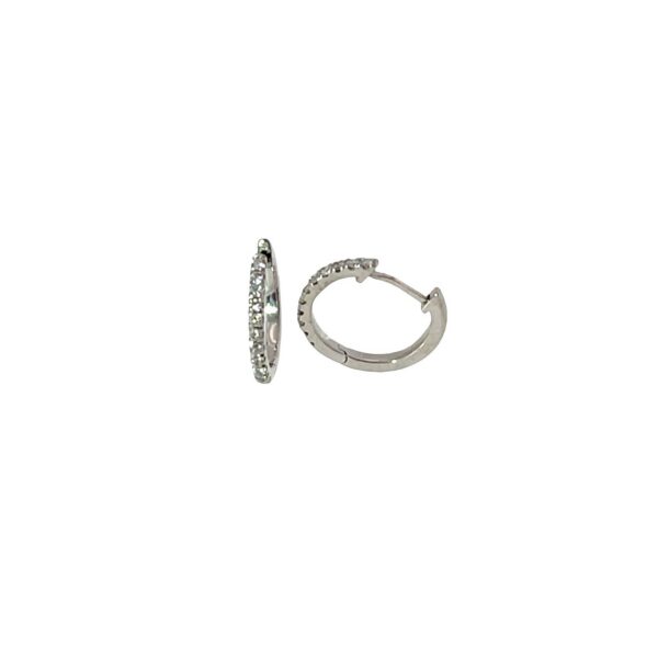 9ct White Gold Diamond Hoop Earrings, Set With 0.11ct Of Round Diamonds, 11mm