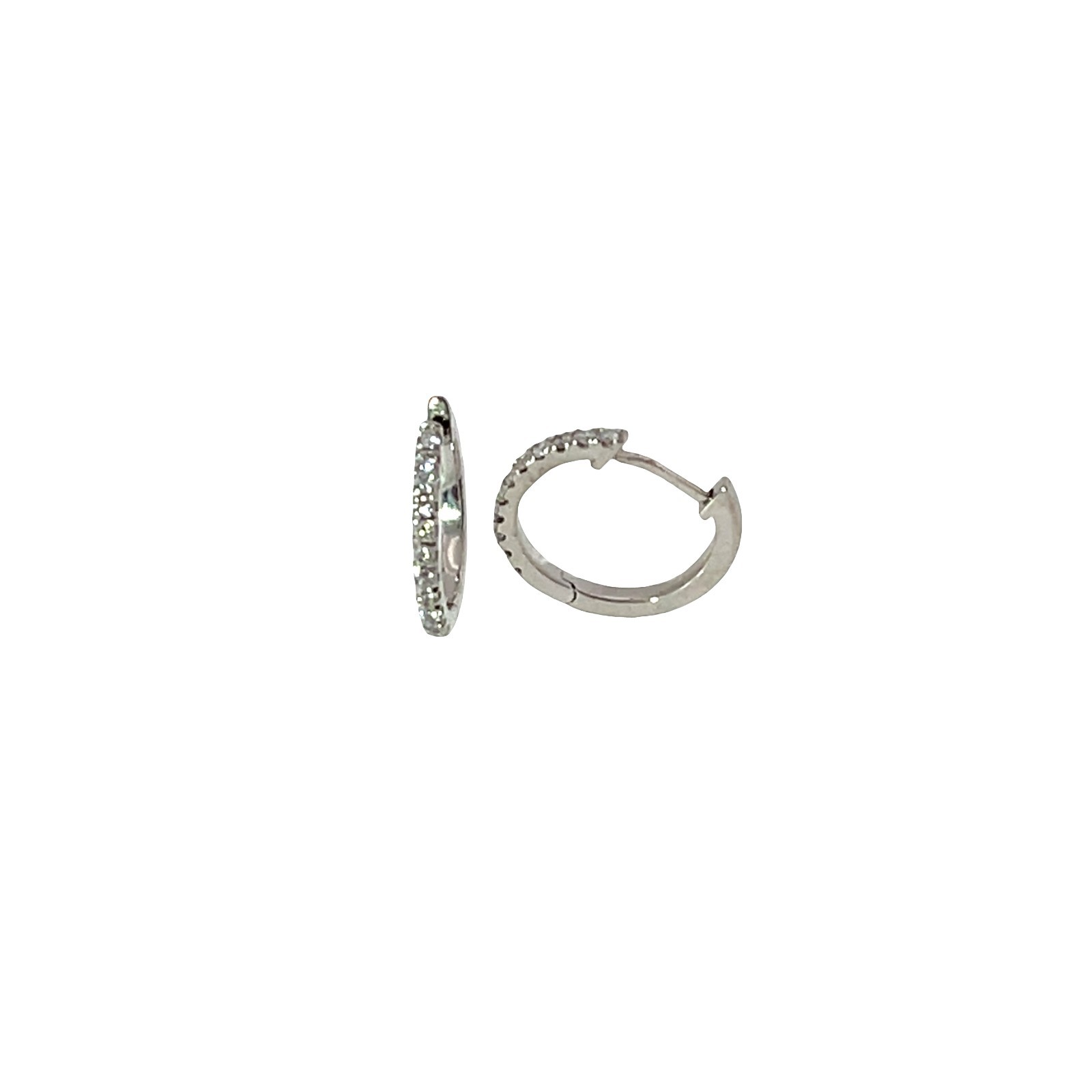 9ct White Gold Diamond Hoop Earrings, Set With 0.11ct Of Round Diamonds, 11mm