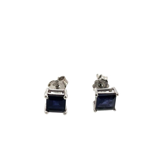 925 Sterling Silver Square Sapphire Earrings