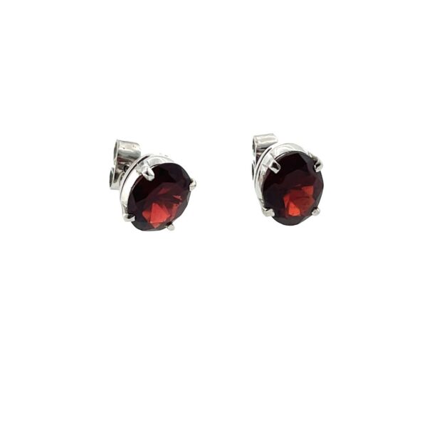 925 Sterling Silver Oval Garnet Earrings