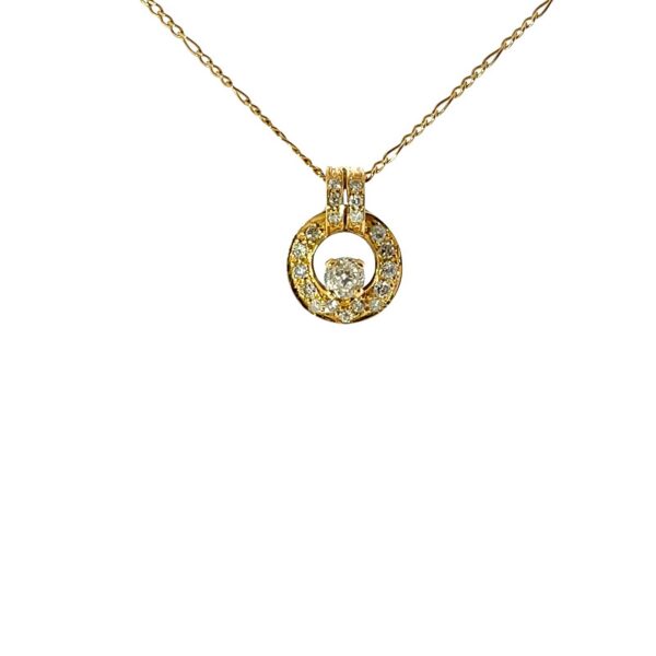 9ct Yellow Gold Diamond Halo Pendant on 17" Chain