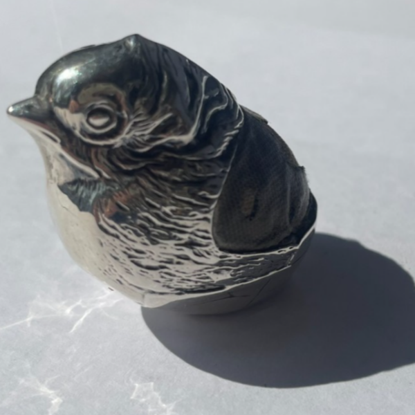 Sterling Silver Edwardian Bird Pin Cushion from Chester in 1908