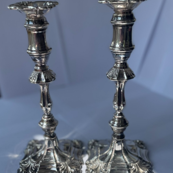 Pair of William IV-Style Sterling Silver Candlesticks by A Taite & Sons Ltd