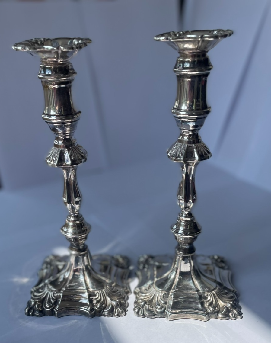 Pair of William IV-Style Sterling Silver Candlesticks by A Taite & Sons Ltd