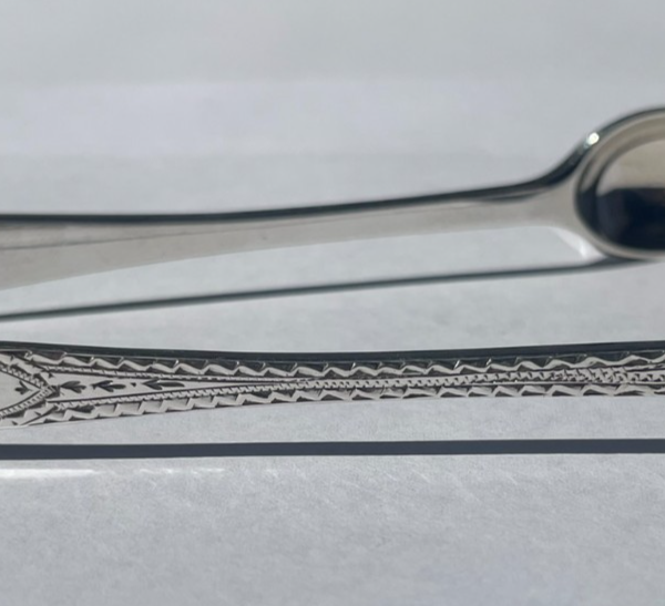Decorated Sterling Silver Tongs by Gibson & Co Ltd in Belfast, N Ireland in 1917