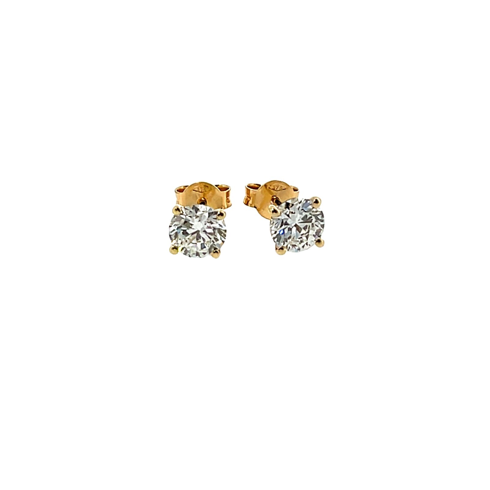 9ct Yellow Gold Lab Created Diamond Stud Earrings, 0.75ct & 0.75ct E-F/VS1