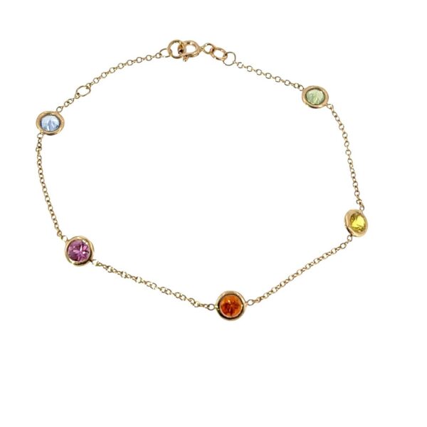 9ct Yellow Gold Natural Sapphires Rainbow Bracelet