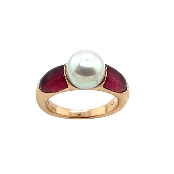 Pearl & Pink Tourmaline 18ct Rose Gold Ring