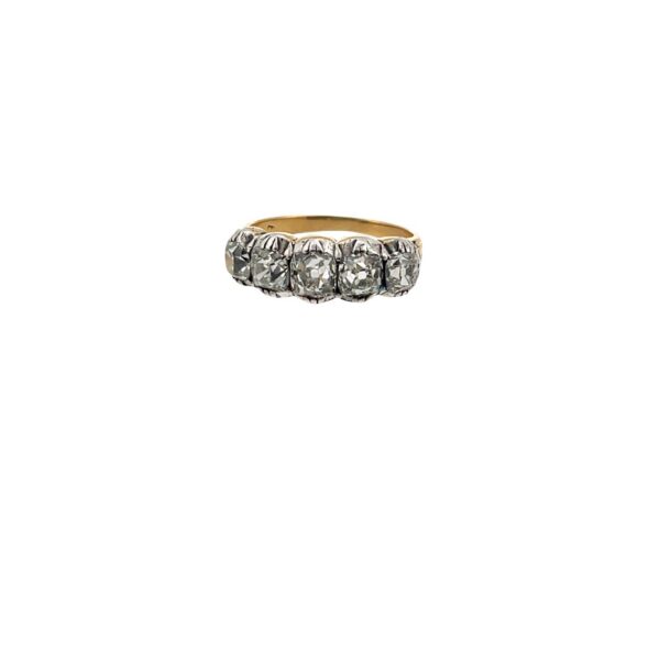 5 Stone Vintage Diamond Ring – 18ct Yellow Gold & Platinum