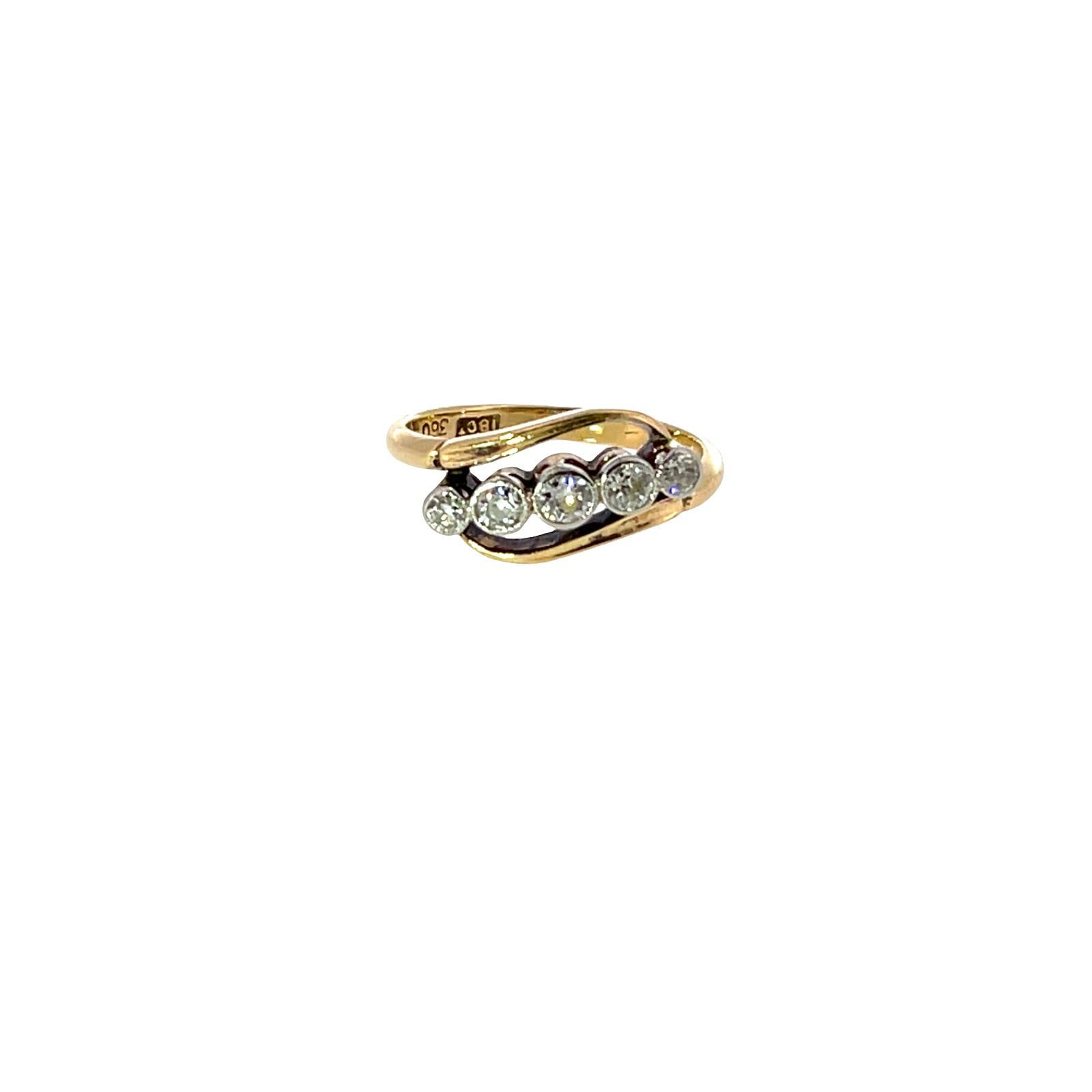 5 Stone Diamond Ring Set in 18ct Yellow & White Gold, 0.30ct Natural Diamonds