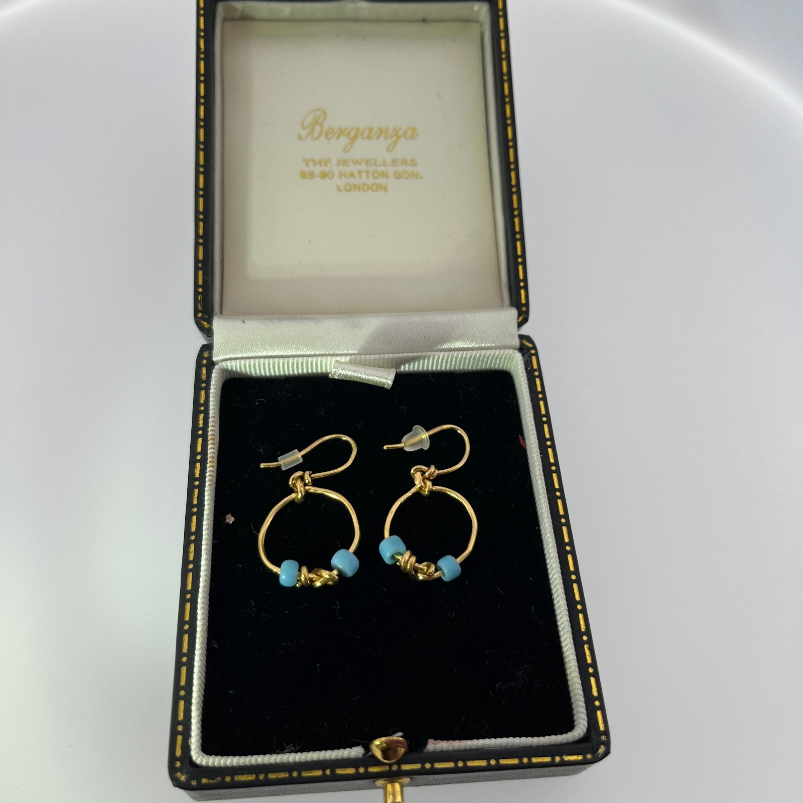18ct Yellow Gold Ancient Roman Style Gold wire Hoop Earrings
