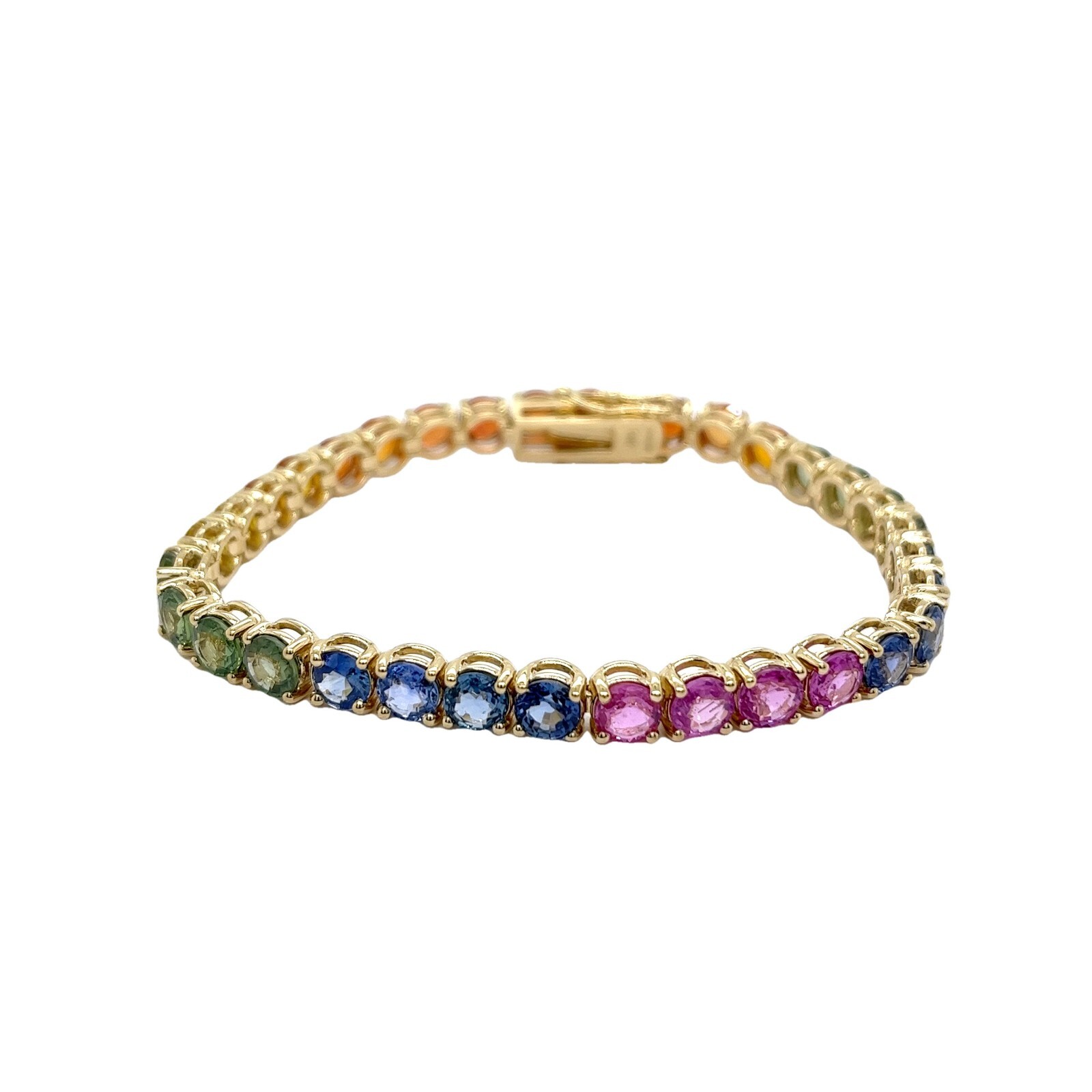 14ct Yellow Gold 23ct Natural Sapphires Rainbow Bracelet