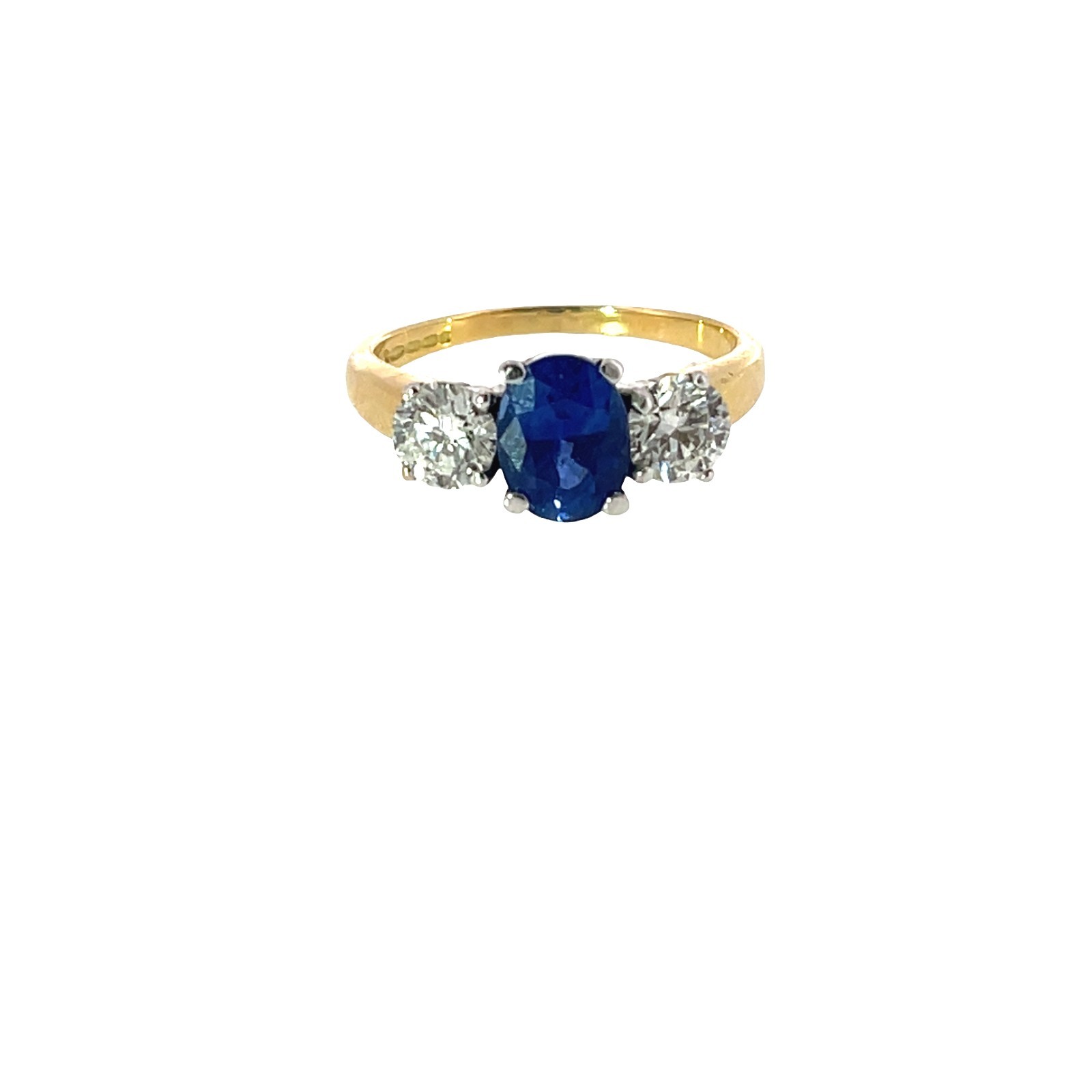 3 Stone Sapphire & Diamond Ring – 18ct Yellow & White Gold