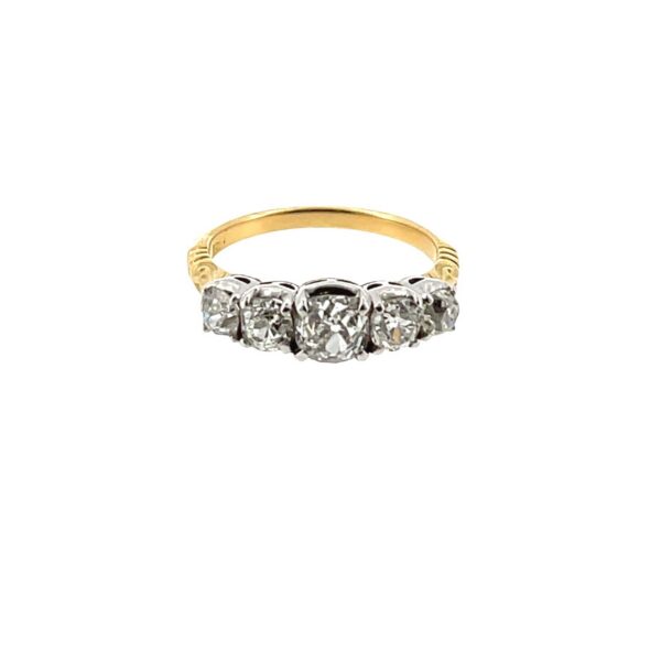 5 Stone Diamond Ring Set in 18ct Yellow & White Gold, 2.03ct Natural Diamonds