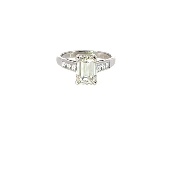 Platinum Solitaire Emerald Diamond Engagement Ring GIA 2.74ct J/VS1