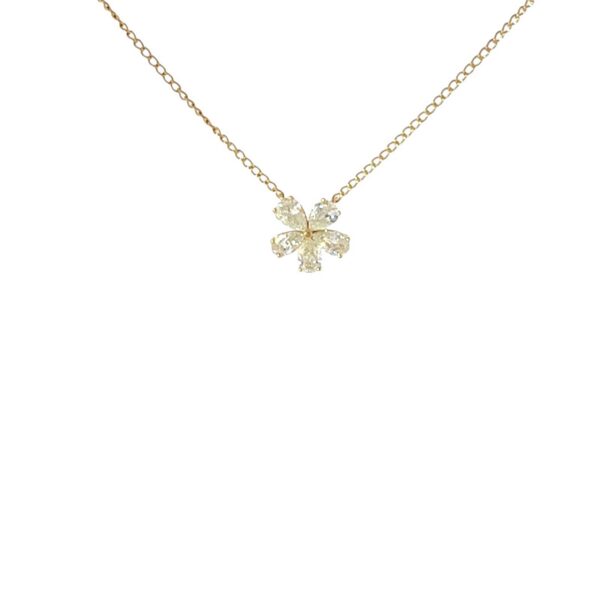 18ct Yellow Gold Natural Diamond Flower Pendant – 1.13ct