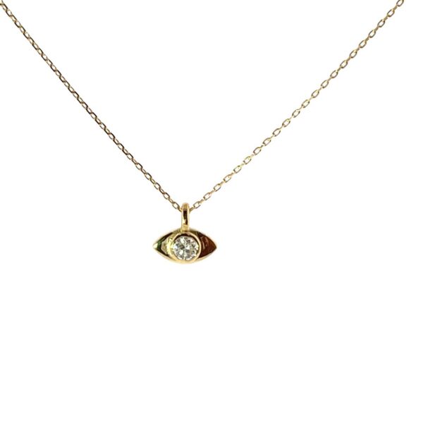9ct Yellow Gold Birthstone Evil Eye Necklace – 0.10ct Natural Diamond