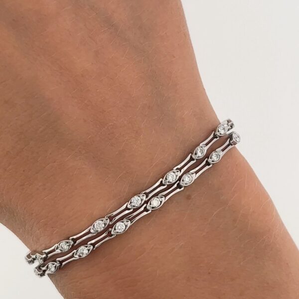 2 Row Diamond Bracelet Set in 18ct White Gold With 1.25ct Natural Diamonds