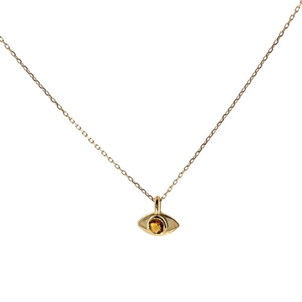 9ct Yellow Gold Birthstone Evil Eye Necklace – Citrine