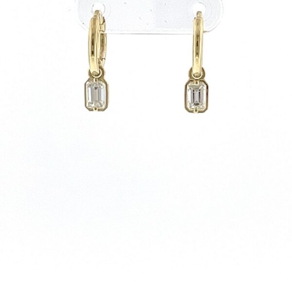 14ct Yellow Gold Hoop Earrings with Emerald-Cut Diamonds – 0.62ct