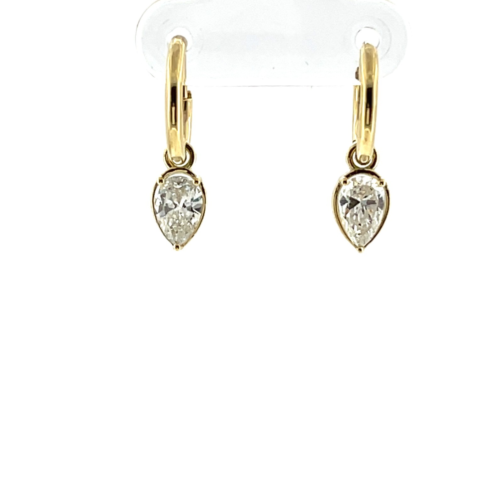 14ct Yellow Gold Hoop Earrings with Pear-Shape Diamonds – 0.85ct