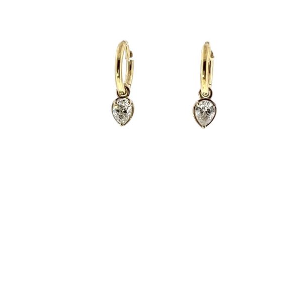 14ct Yellow Gold Hoop Earrings with Pear-Shape Diamonds – 0.65ct