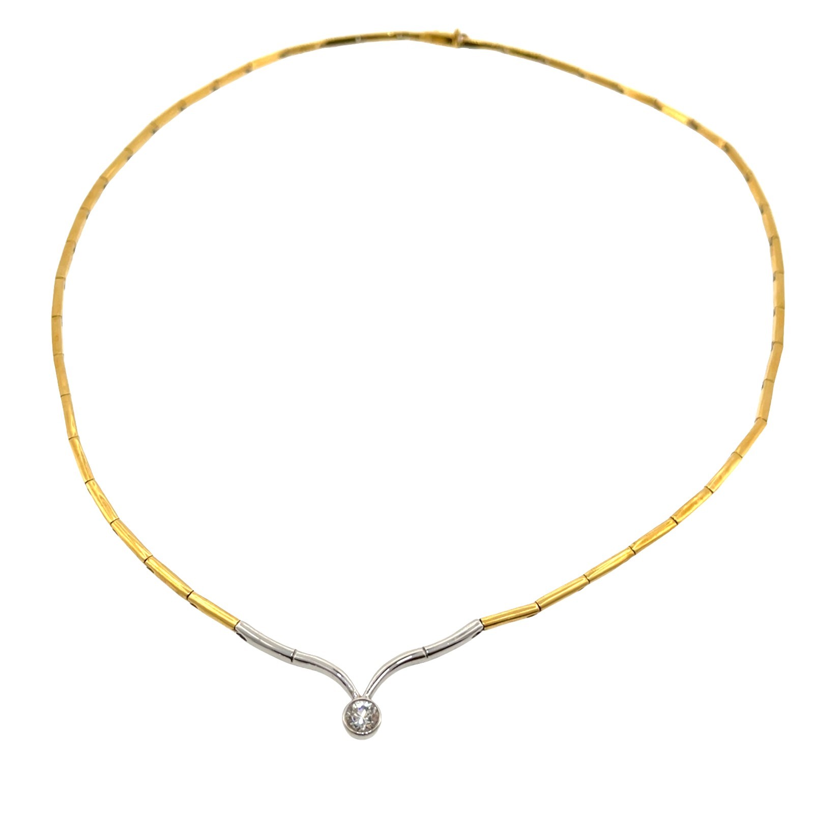 18ct Yellow & White Gold Diamond Necklace – 0.50ct Natural Diamond