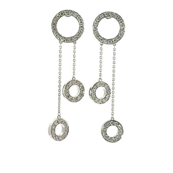 Vintage Diamond Circle Drop Earrings – 18ct White Gold – 1.50ct